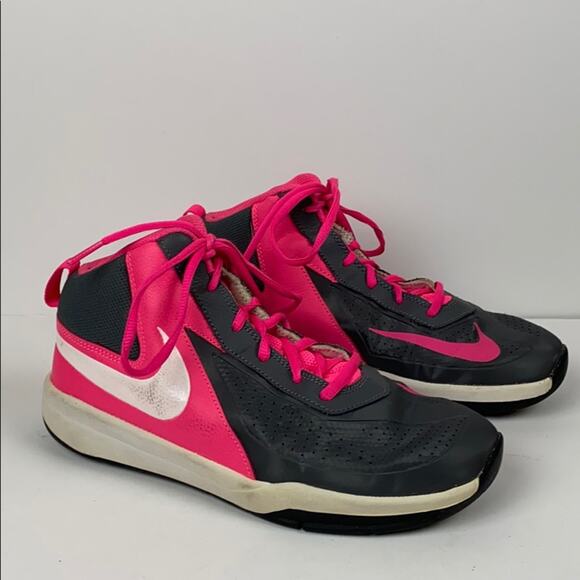 Nike Other - Nike Girls Pink & Black Mid High Top Sneakers Size 6 Youth